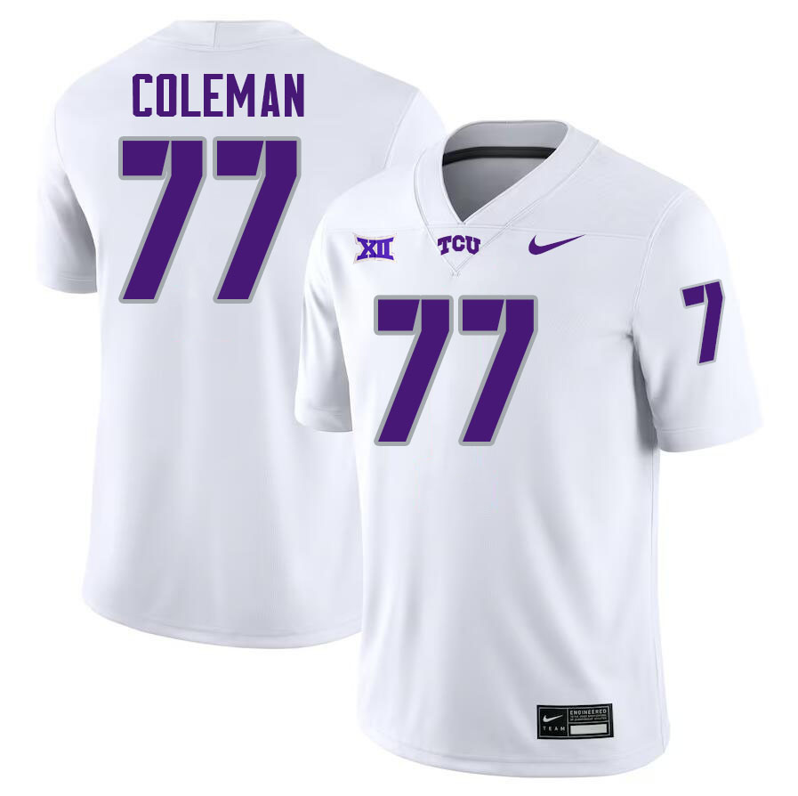 #77 Brandon Coleman TCU Jersey,Texas Christian University Horned Frogs Football Jersey-White